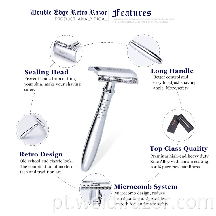 Lâmina de barbear personalizada Lâmina de barbear removível Lâmina de barbear de lâmina dupla para homem